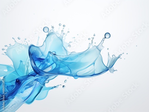 Fresh Blue Water Splash on White Background