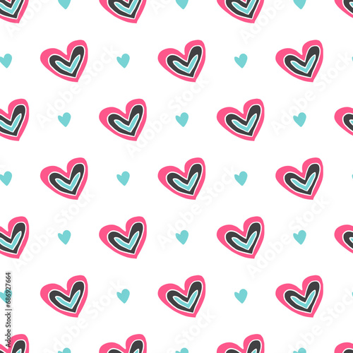 Layers of Heart Embrace Vector Seamless Pattern