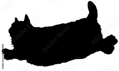 Jumping black fat cat vector illustration - silhouettes of the fat cat isolated on white background-跳んでいる太った黒猫のベクター素材 photo