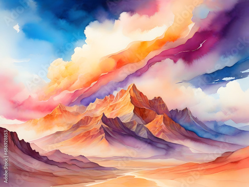 mountain watercolor painting