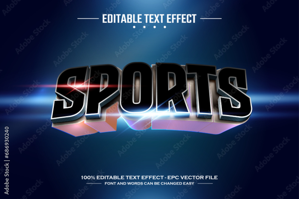 Sports 3D editable text effect template