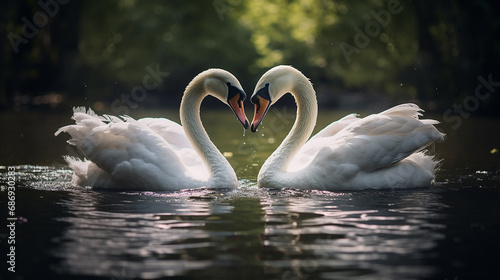 Eternal Romance: A Pair of Swans with Love-Shaped Necks - Generative AI