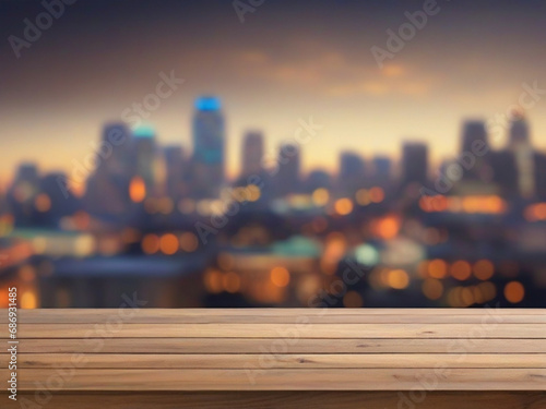 The soft wooden backdrop frames a hazy view of the bustling town square. 