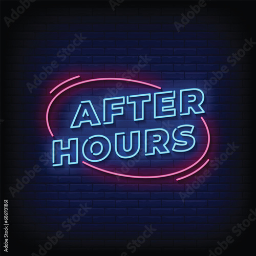 Neon Sign after hours with brick wall background vector