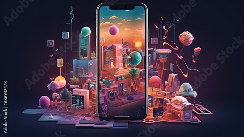 Creative visual of software and app for gadget applications. User experience Design concept.