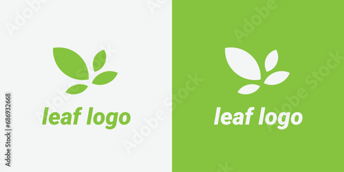 green leaf vector icon pair on Solid and Reversed Background.
leaf logo vector.