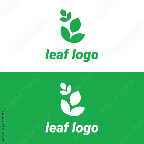 leaf vector logo flat icon on Both Solid and Reversed Background.