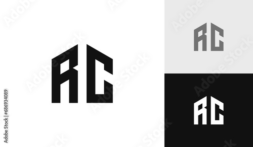 Letter RC initial with house shape logo design
