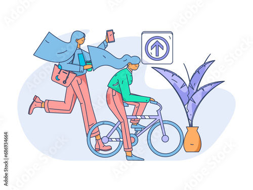 Vector internet operation hand-drawn illustration of people getting discounts for refueling the car
