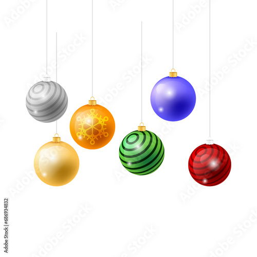 Vector elegant and realistic christmas ball collection