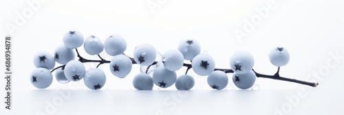 A Minimalist s Dream in Cool Hues  A Simplistic Frozen Berry Cluster Against a Crisp White Backdrop  Perfect for Serene Backgrounds and Textures