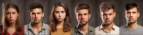 Faces with perplexed thoughts may reveal uncertainty, tension, and shifts in expressions.