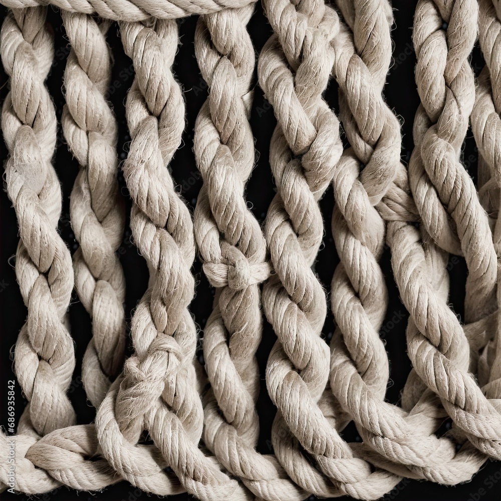 twisted cotton rope knot on a wooden background