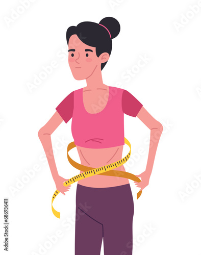 anorexia woman with measure tape