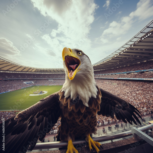 Bald eagle in in stadium