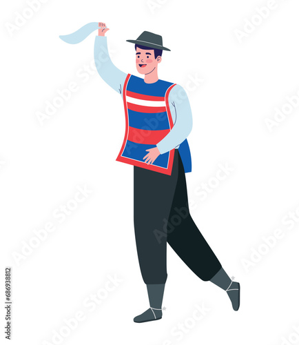 chile man with chamanto cartoon