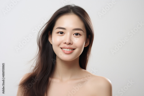 Portrait of a beautiful young Asian woman with perfect skin