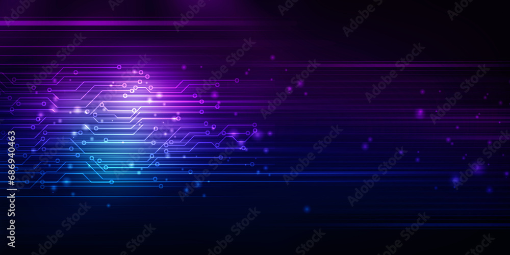 Fototapeta premium 2d illustration Abstract futuristic electronic circuit technology background