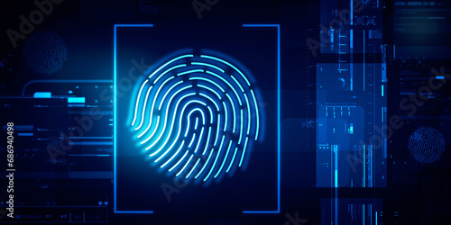 2d Illustration Fingerprint Scanning Technology Concept 