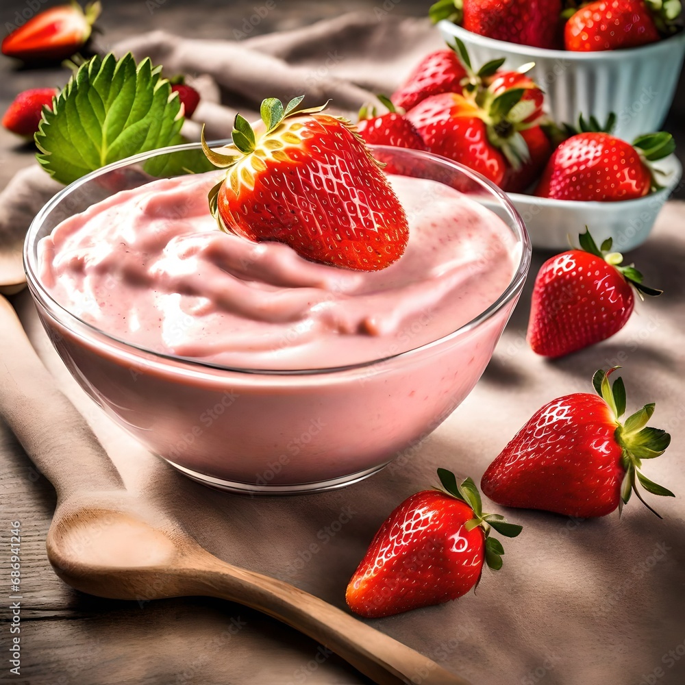 yogurt with strawberry yogurt with strawberry