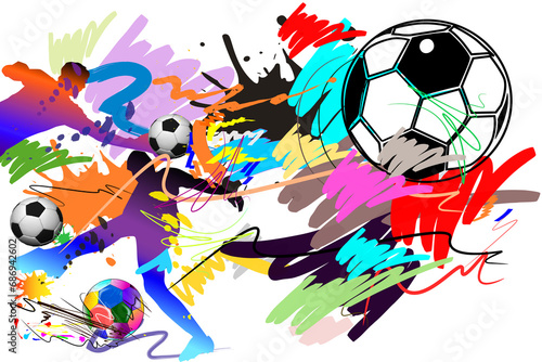Man action football sport art and brush strokes  © pichart99thai