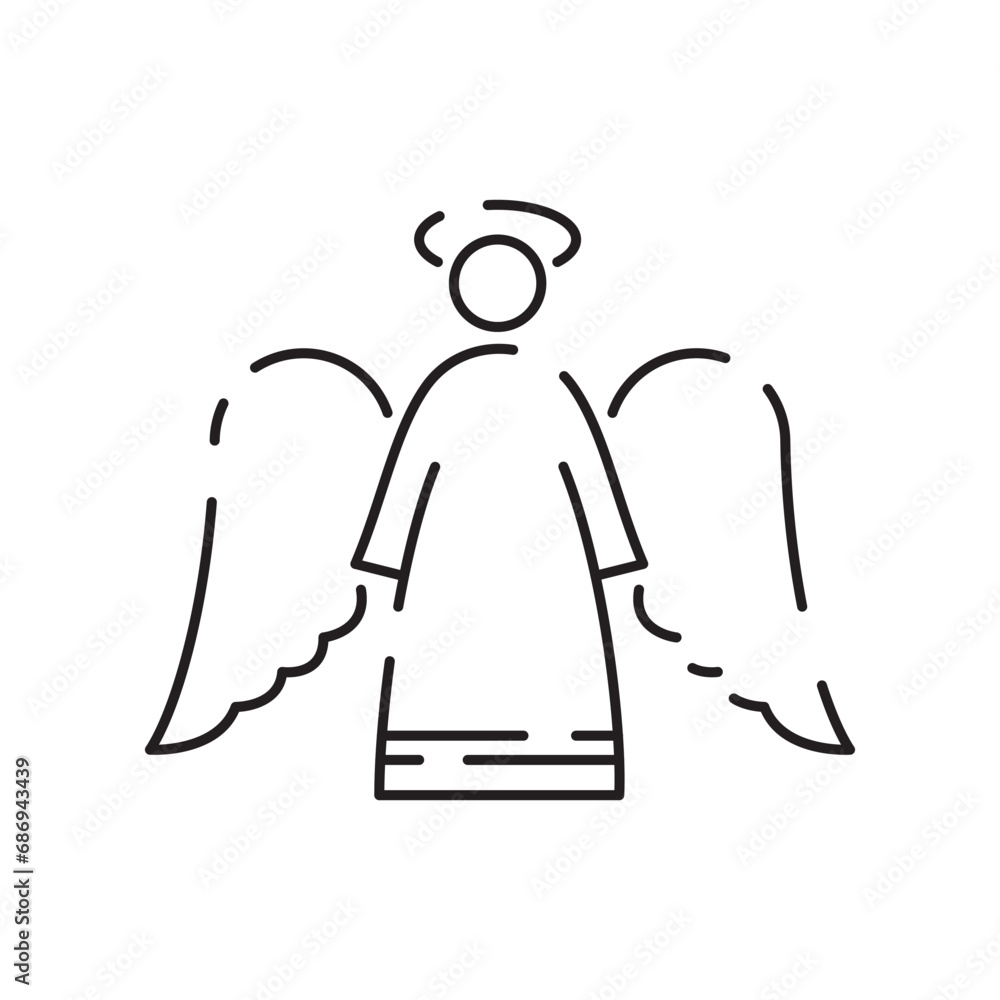 Christmas angel line icon. Happy New Year angel Line Icon On White Background Christmas angel line icon. Happy New Year angel Line Icon On White Background