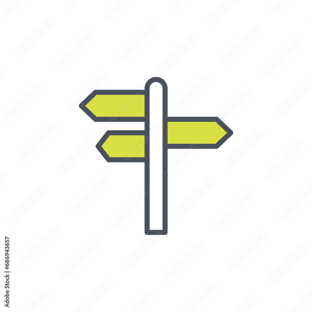 Vector sign of the direction signs symbol isolated on a white background. icon color editable. Vector sign of the direction signs symbol isolated on a white background. icon color editable.