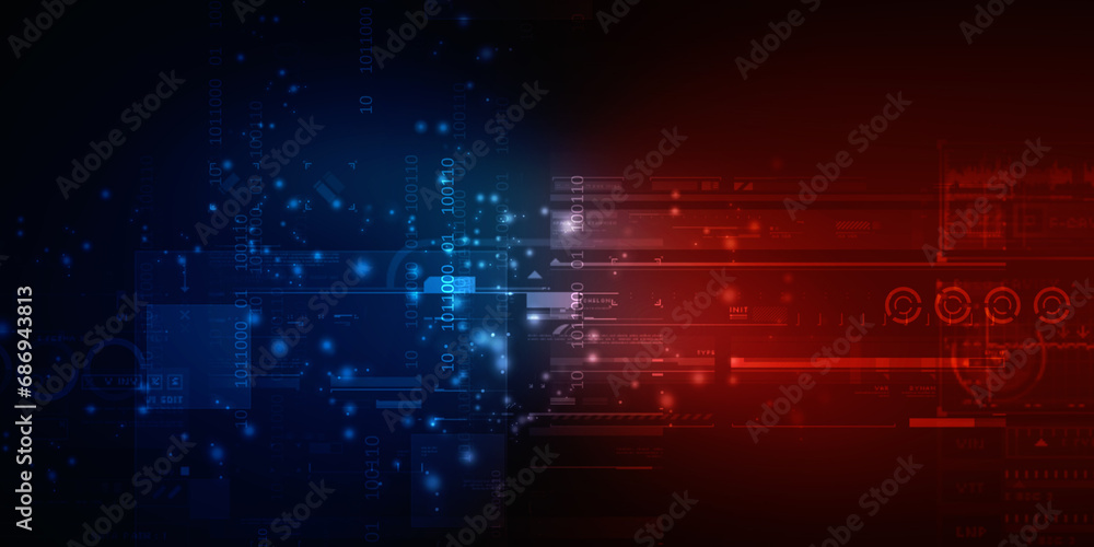 Fototapeta premium 2d illustration Abstract futuristic electronic circuit technology background