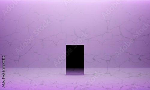 色のついた大理石の壁の前にある黒い箱