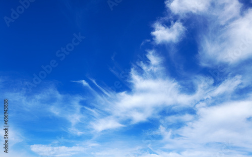 White сirrus clouds clear blue sky panorama background, cirrostratus cloud, fluffy cumulus clouds, cloudy skies texture, cloudscape backdrop, sunny heaven, cloudiness weather, ozone layer, copy space