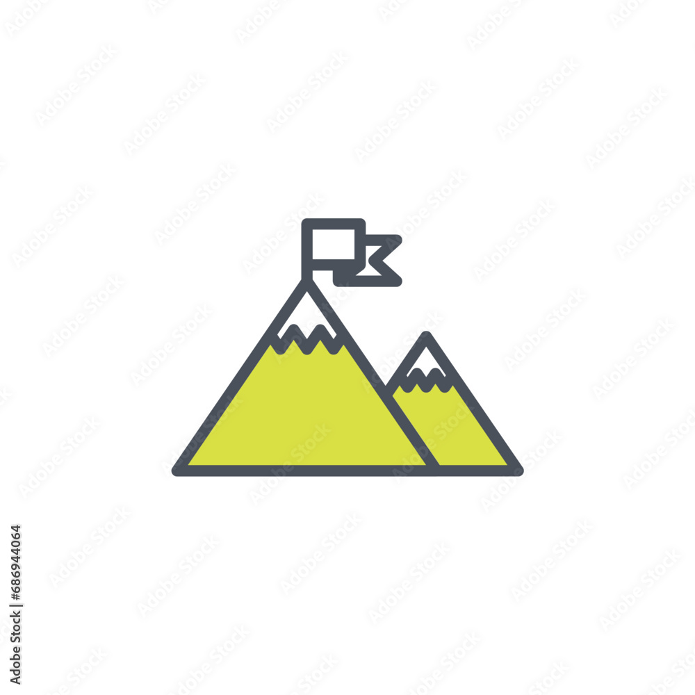 Vector sign of the mountains symbol isolated on a white background. icon color editable. Vector sign of the mountains symbol isolated on a white background. icon color editable.