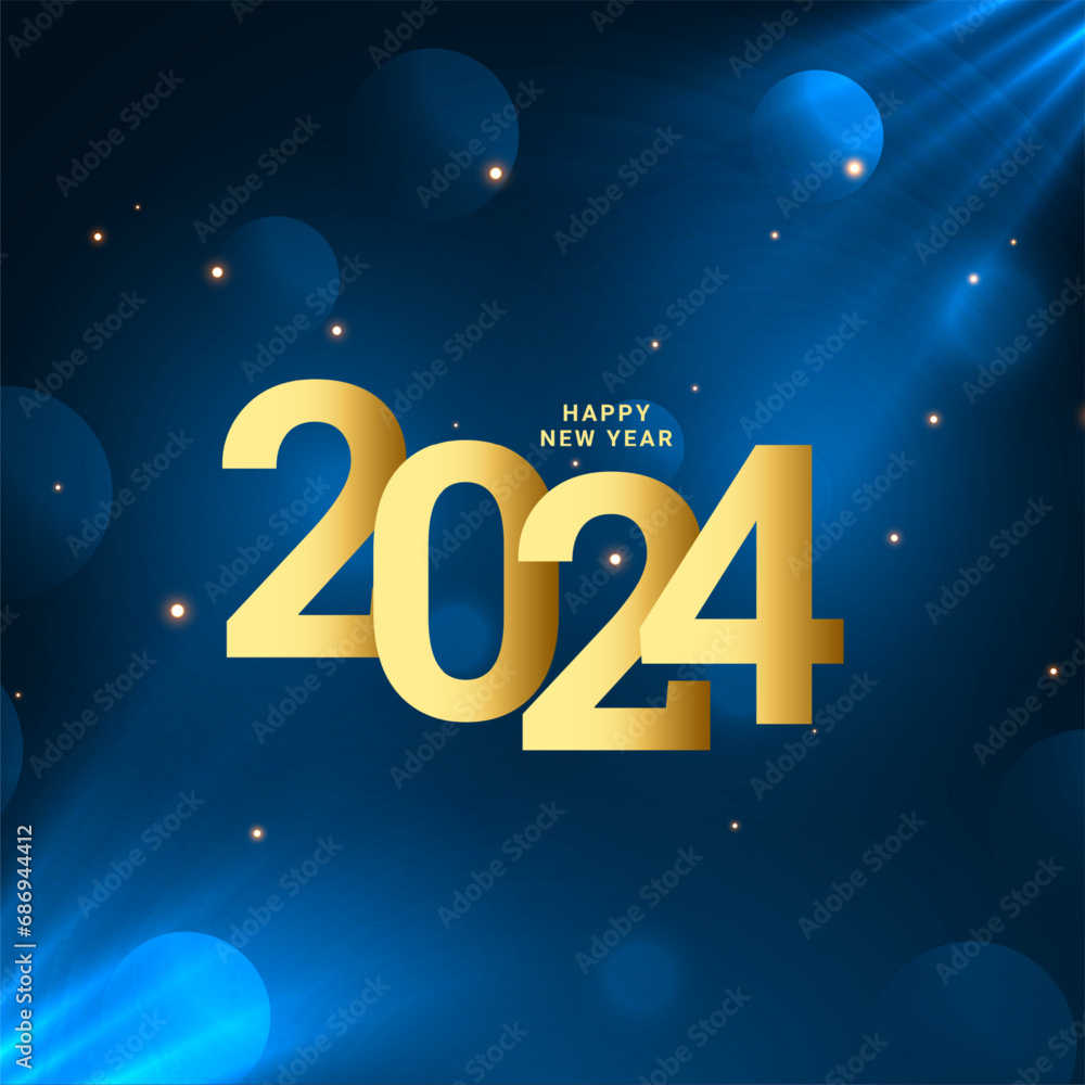 happy new year 2024 greeting card with light effect