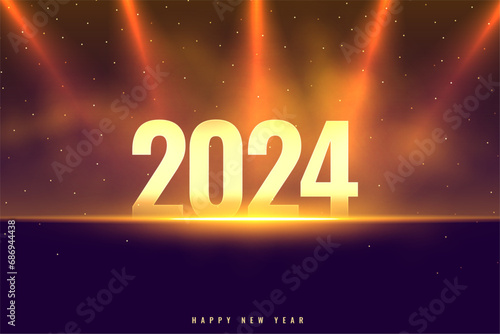 happy new year 2024 smoky background with spot light effect