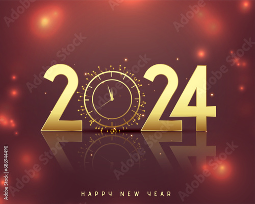 2024 new year eve shiny background with golden watch