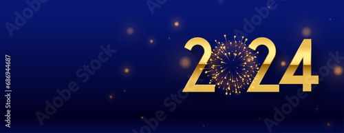 2024 new year eve firework celebration banner with text space photo