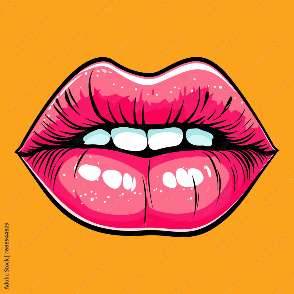 Woman lips pop comic style vector illustration