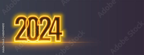 glowing 2024 golden lettering new year eve dark banner with text space