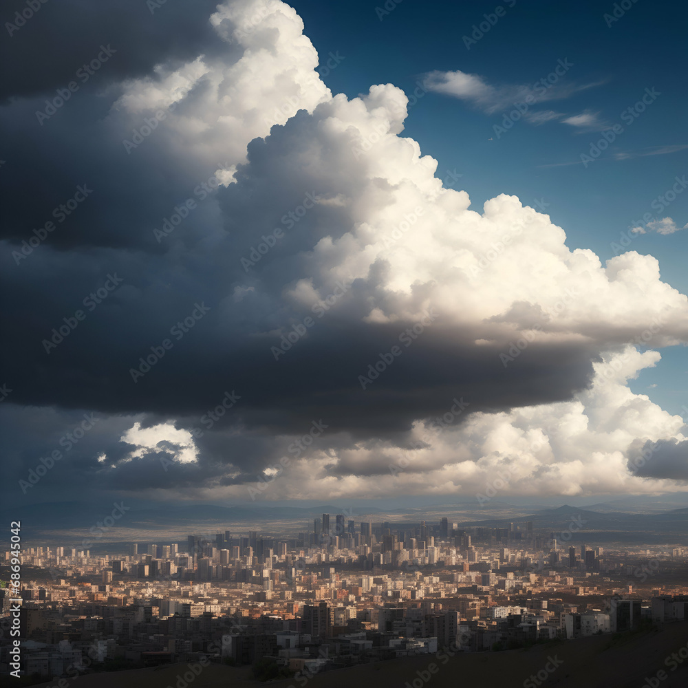time clouds over city view