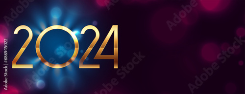 2024 golden lettering new year eve banner with light effect