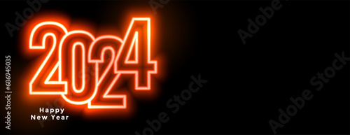 neon style 2024 lettering new year celebration wallpaper design