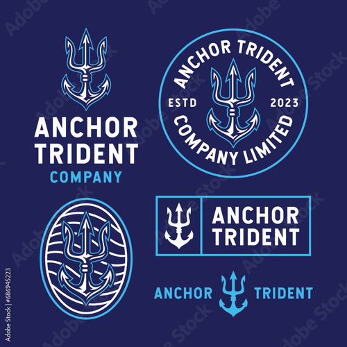 Anchor Trident illustration of a set of symbols Dark