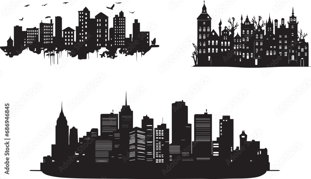 house and building icons. Real estate. Flat style houses symbols on white background