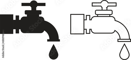 Water Tap Icon. Faucet Symbol Illustration