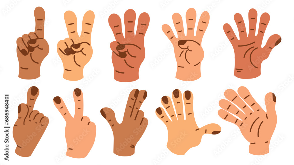 Collection of gesture signs from human hands. A set of fingers showing emotions and directions. gesture finger in flat design. communication expressions with hand sign in trendy style. vector icon Collection of gesture signs from human hands. A set of fingers showing emotions and directions. gesture finger in flat design. communication expressions with hand sign in trendy style. vector icon