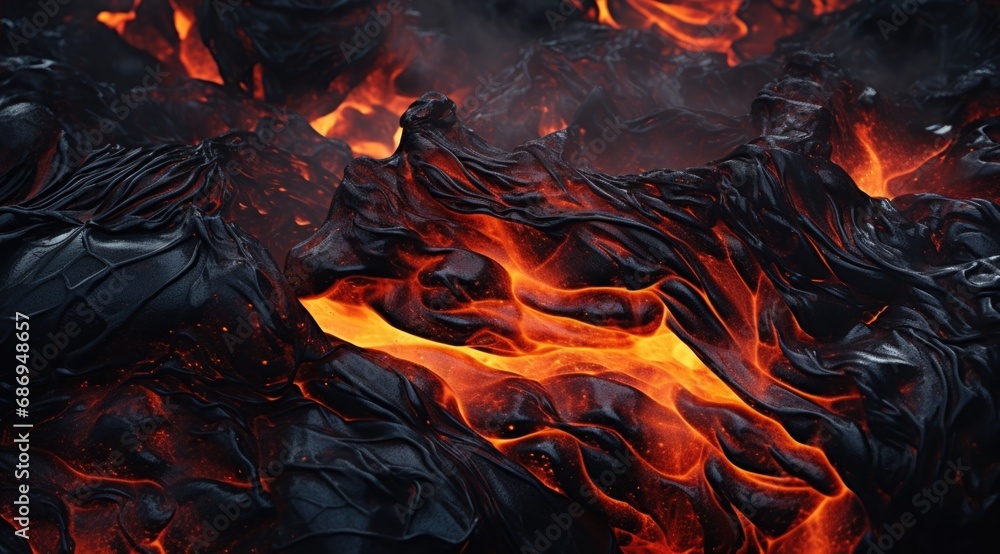 VIew of volcanic lava eruption VIew of volcanic lava eruption