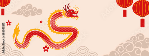 Illustration vector graphic of background dragon chinese. Copy Space Area. New Year