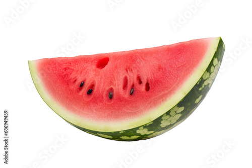 Slice of watermelon, juicy and refreshing, elegantly presented on a transparent background, symbolizing summer joy.