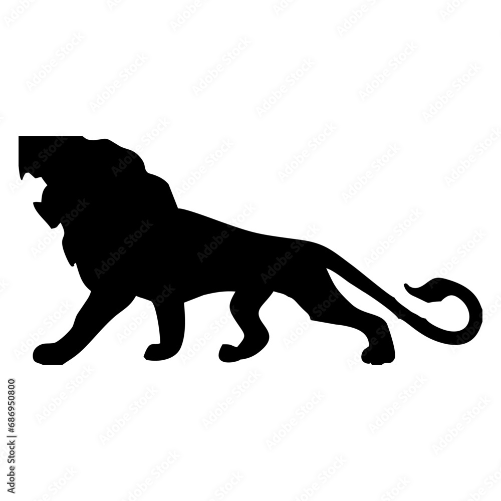 black silhouette of a lion or king of the jungle black silhouette of a lion or king of the jungle