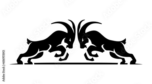 two goat fighting logo illustration photo