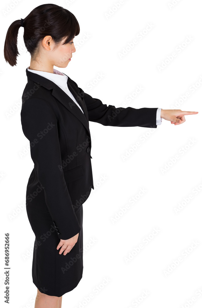 Digital png photo of asian businesswoman pointing on transparent background Digital png photo of asian businesswoman pointing on transparent background